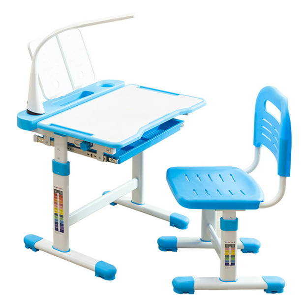 Details about   Kids Study Desk Chair Set Height Adjustable Children Table Drawer Lamp Blue2